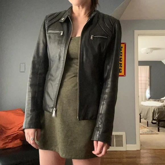 Vintage Neiman Marcus Genuine Leather Biker Jacket Coat Medium - Picture 10 of 10